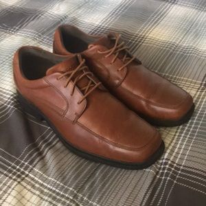 Casual Cognac Brown Leather Shoes w/ Rubber Sole